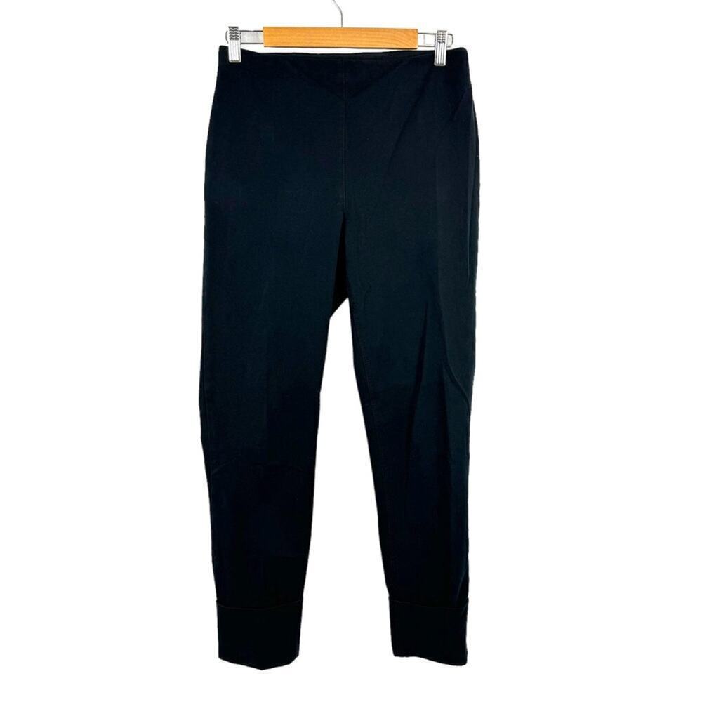 Soft Surroundings Black Straight Leg Cuffed Trousers Pants Office Career Size TM